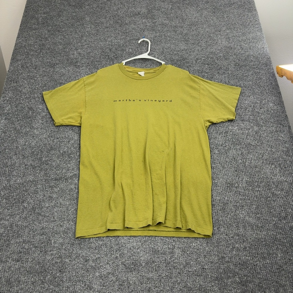 Vintage Marthas Vineyard T Shirt Mens XL Green Cotton Graphic‎ Minimalist Style